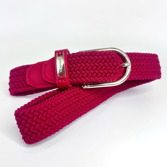 Nautica Red Stretch Woven Braided Adjustable‎ Gold Buckle Belt Sz S New - Picture 1 of 7
